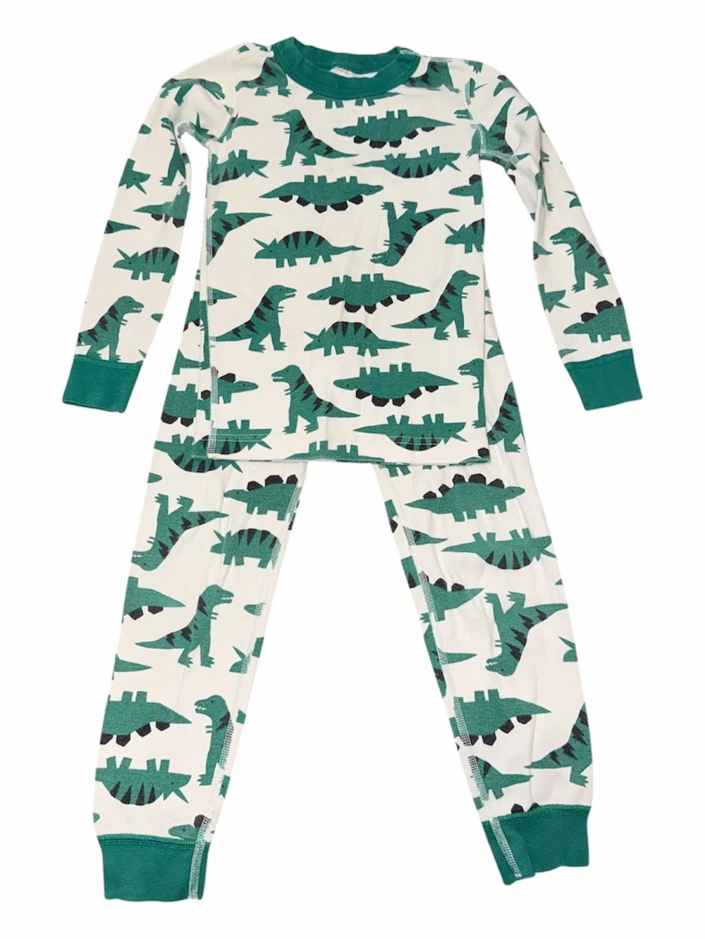 Hanna Andersson Green Dinosaur Print Pajama long-sleeve Set